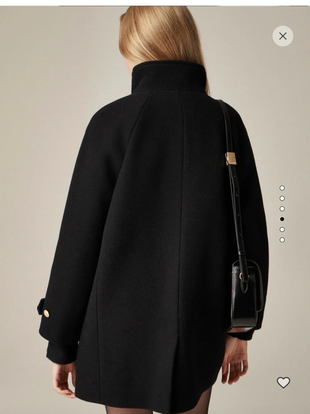 J. Crew Black Wool-Blend Funnel Neck Pea Coat with Gold Buttons - Picture 11 of 11